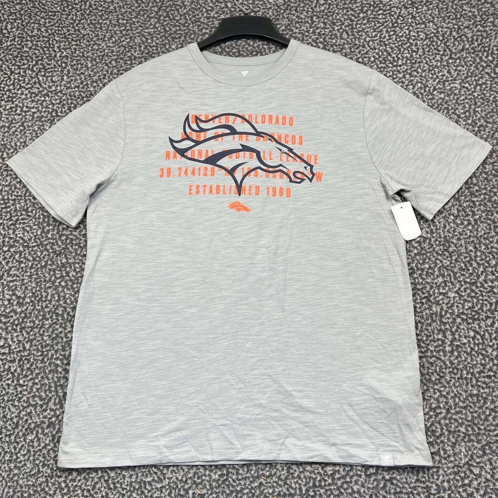 Denver Broncos NFL Shirt Men Large Gray Fanatics Short Sleeve Cotton New L